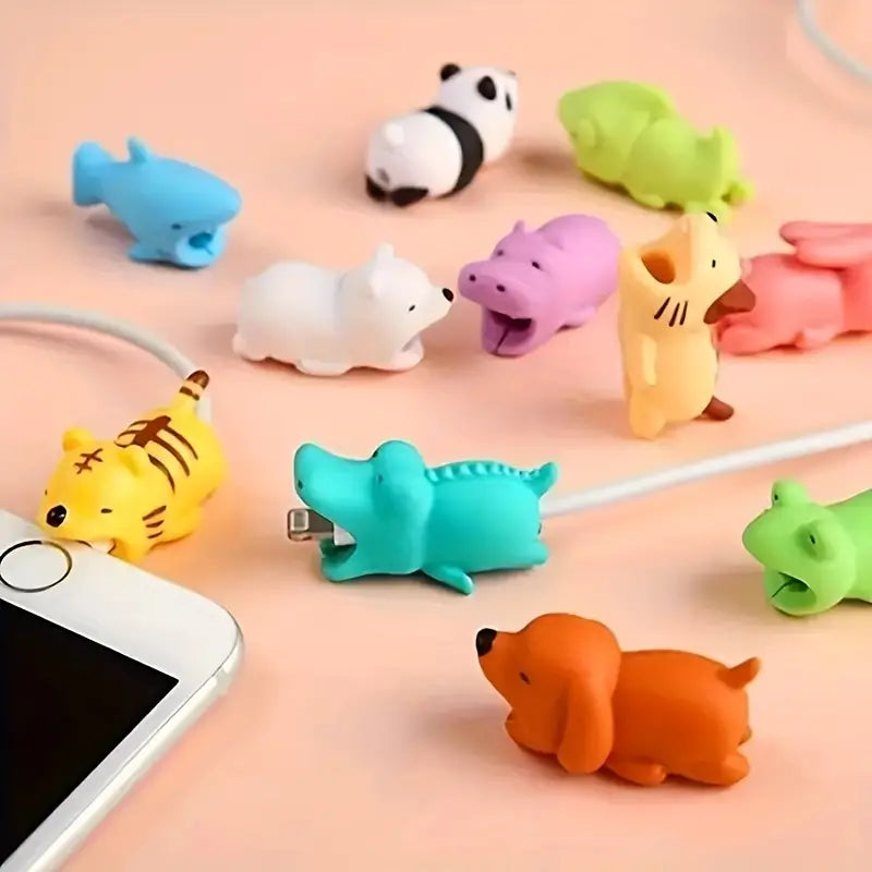 3 Pcs Cute Animal Bite Charging Cable Protector - NightBug.pk