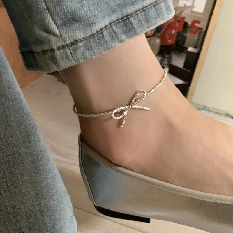 1 pc Silve Bowknot Anklet for Women