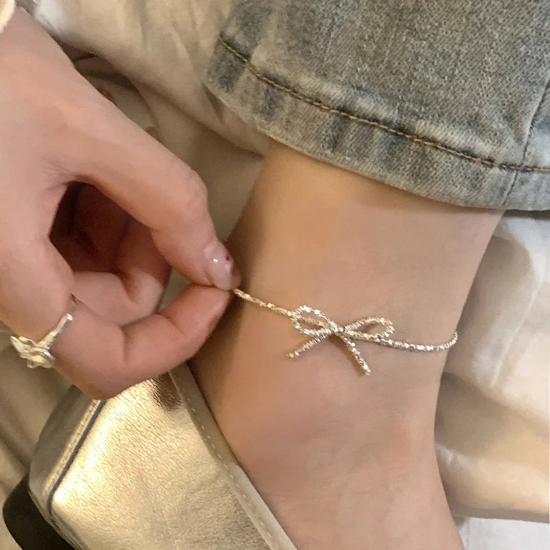 1 pc Silve Bowknot Anklet for Women