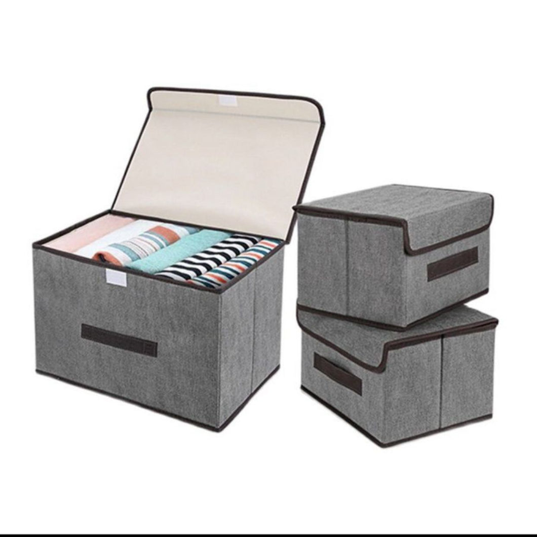 Fabric Folding Storage Box With Lid Dustproof - NightBug.pk