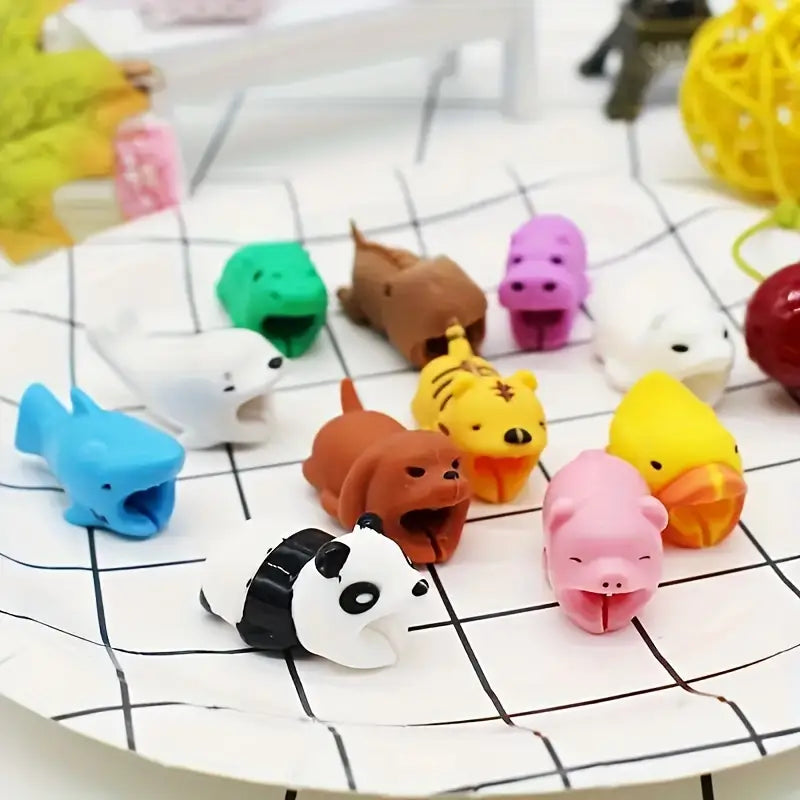 3 Pcs Cute Animal Bite Charging Cable Protector - NightBug.pk