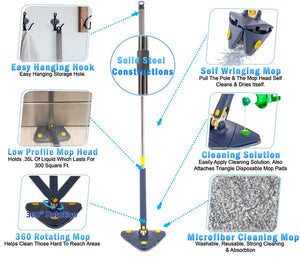 360° Rotatable Adjustable Triangular Cleaning Mop - NightBug.pk