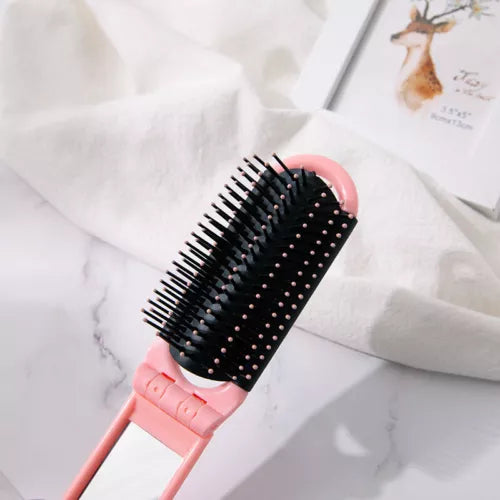 Portable 2-in-1 Hair Brush with Mirror - NightBug.pk