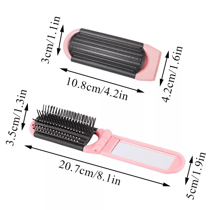 Portable 2-in-1 Hair Brush with Mirror - NightBug.pk